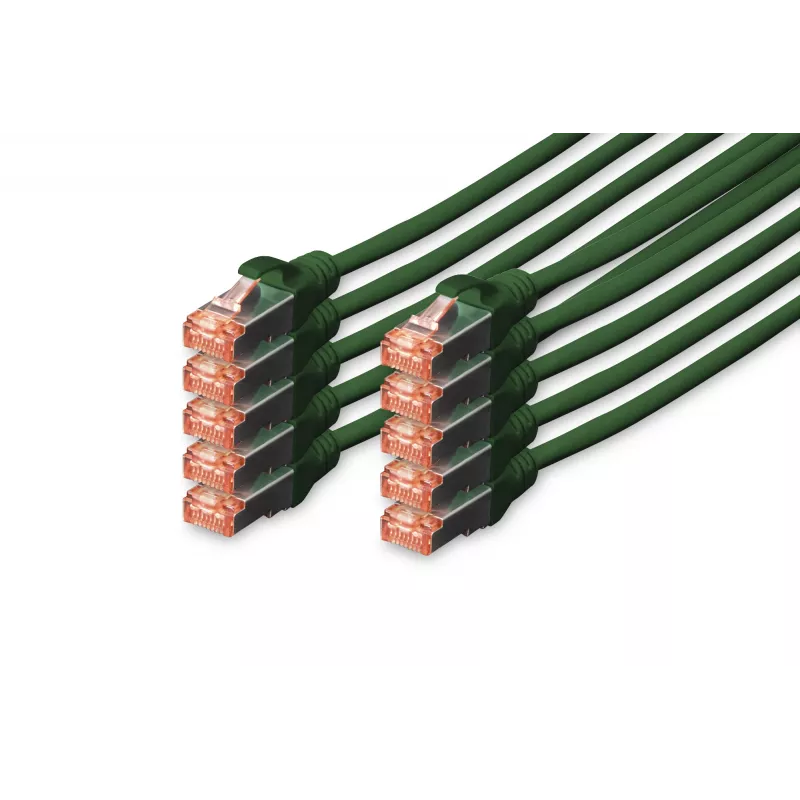 DIGITUS Cavo patch CAT6 S/FTP, 0,25 m, verde, confezione da 10