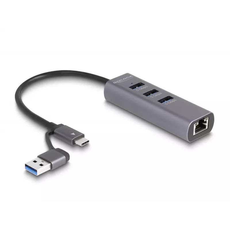 DeLOCK 64282 docking station per laptop e replicatore di porte con filo USB 3.2 Gen 1 (3.1 Gen 1) Type-C grigio (64282)