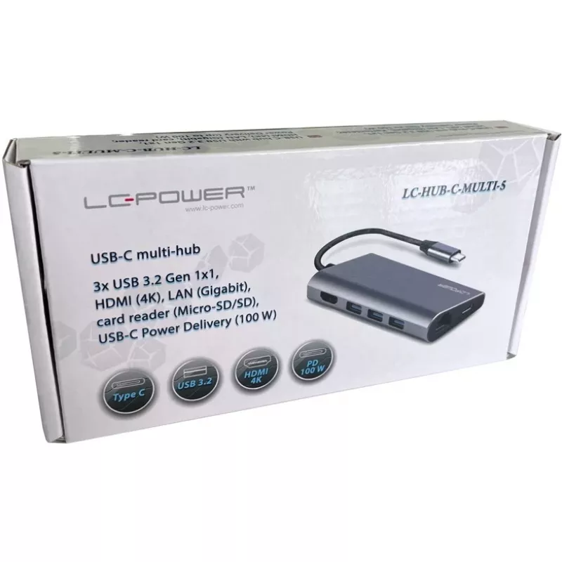 Dock per laptop LC-Power LC-HUB-C-MULTI-5 USB 3.2 Gen 1 Type-C con filo