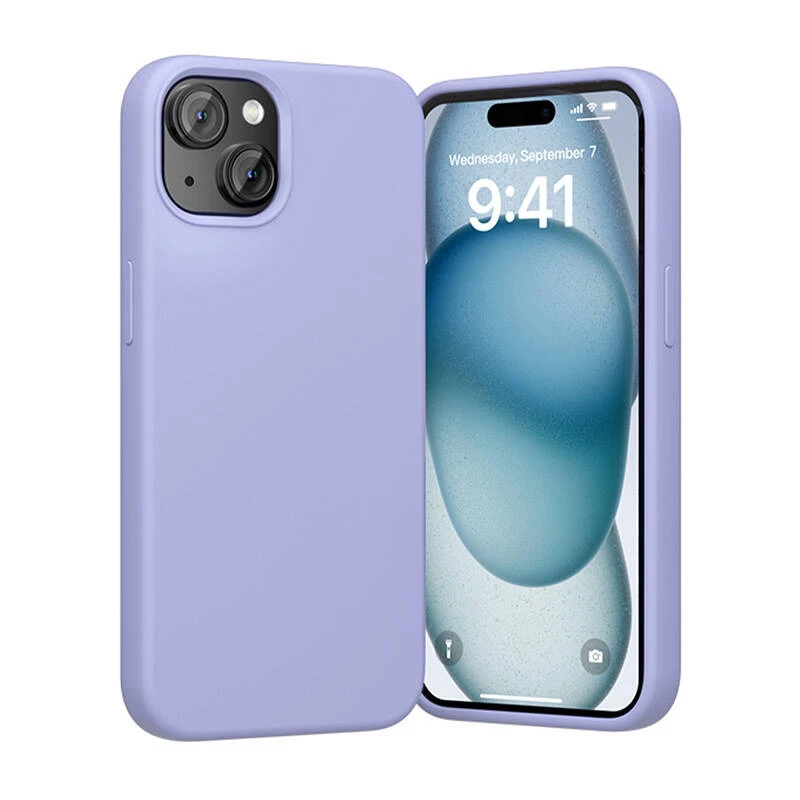 Custodia in silicone Vention KUFV0-20 per iPhone 15 Plus, viola, soft-touch, leggera
