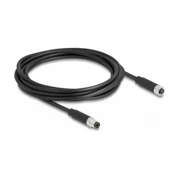 DeLOCK cavo M8 4 poli codifica A connettore maschio su connettore femmina PUR TPU 3 m
