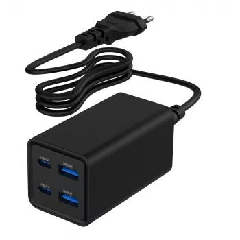 Gembird TA-UC-2A2C-PD65-01-BK caricabatterie per dispositivi mobili laptop, smartphone nero AC ricarica rapida indoor