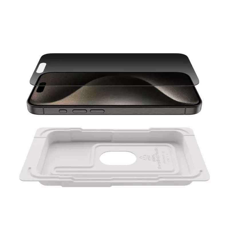 Pellicola protezione schermo privacy Belkin OVA169HQ per iPhone 16 Pro antibatterica antishock