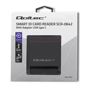 Lettore di carte ID QOLTEC Smart-Chip — USB, nero, 84,5×65×16 mm, 63 g