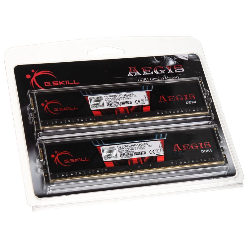 DIMM 16 GB DDR4-3000 (2x 8 GB) kit dual, memoria RAM nero, F4-3000C16D-16GISB, Aegis, INTEL XMP