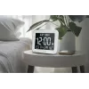 Muse M-090 WMC orologio digitale da parete/tavolo con sveglia, ampio display LCD con retroilluminazione automatica, temperatura e umidità interne, calendario, rettangolare, bianco
