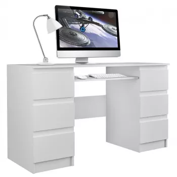 Scrivania per computer e shop KUBA BIEL MAT, lineare, piano rettangolare in truciolare, 1300×510×760 mm