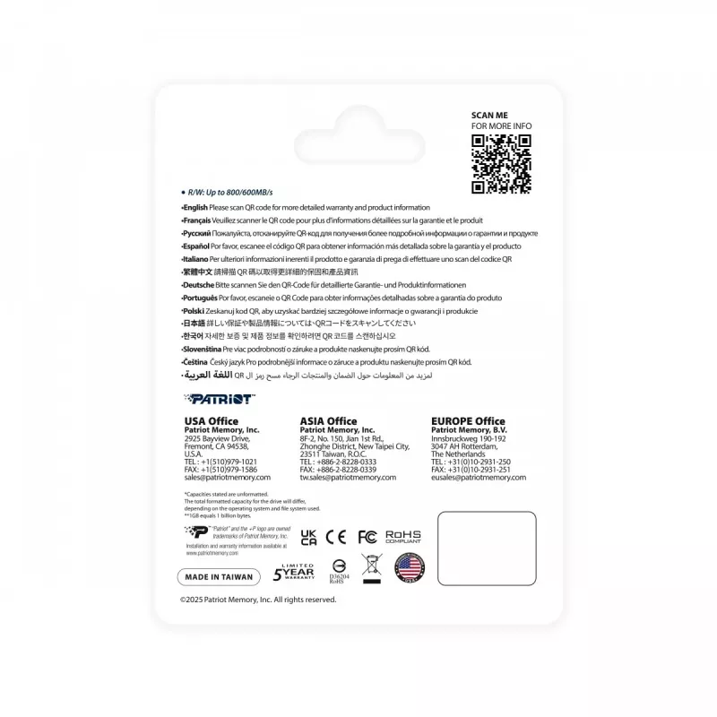 Scheda microSDXC Patriot 1 TB Express 800/600 MB/s PEF1TEPEXMCX