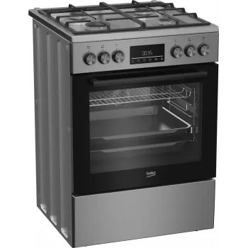 Cucina freestanding gas-elettrica BEKO FBM62330GXTN 60 cm, piano cottura a gas 4 fuochi, forno elettrico 72 l, classe di efficienza energetica A