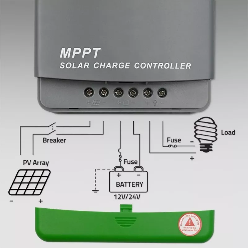 Qoltec, Regolatore di carica solare MPPT con sensore di temperatura 20A 12V/24V display LCD 2 X USB
