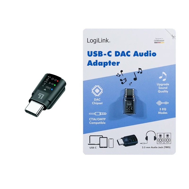 LogiLink adattatore audio DAC USB-C. USB-C/M a 3.5 Mm/F. nero
