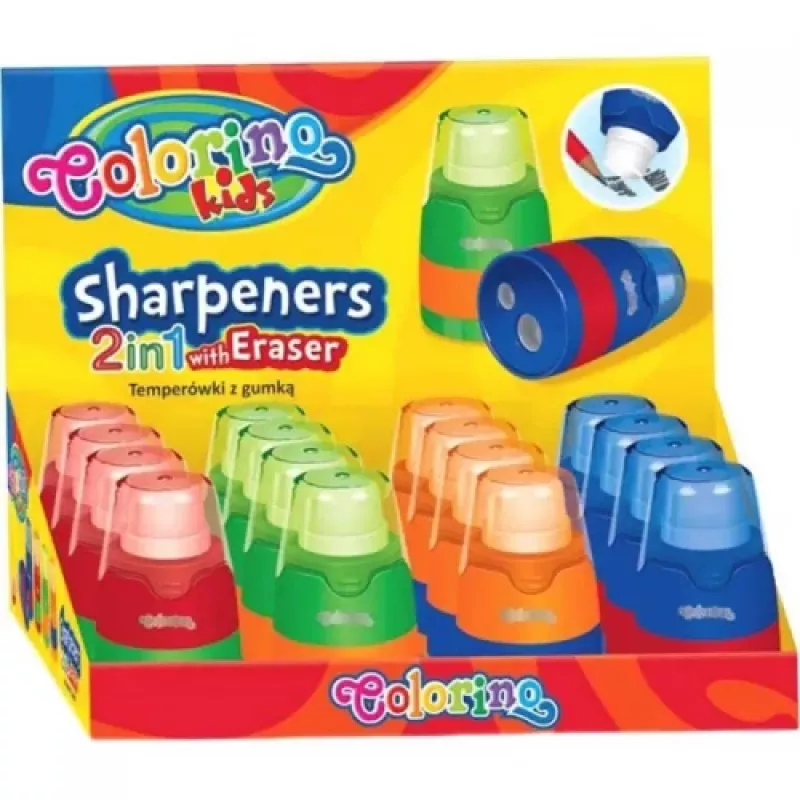 Temperino colorino 65269PTR 2in1 con gomma — Temperino manuale a doppio foro con gomma integrata