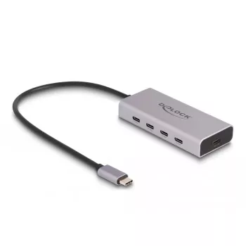 Hub USB DELOCK 10 Gbps Type-C 4 porte PD 85W cavo 30 cm
