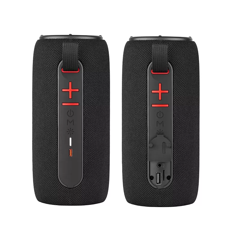 Altoparlante stereo portatile TRACER Stripe nero — 10 W RMS, Bluetooth/cablato, USB-A e USB-C, MicroSD, batteria ricaricabile integrata (fino a 5 h)