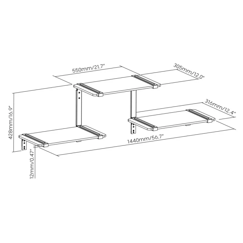 Scaffale modulare a 3 ripiani Maclean, max 30 kg, MC-974