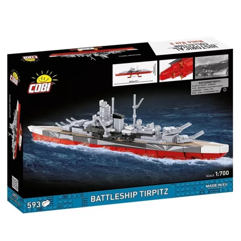 Set da costruzione Cobi corazzata Tirpitz modello con 593 pezzi, in scala e con caratteristiche da esposizione
