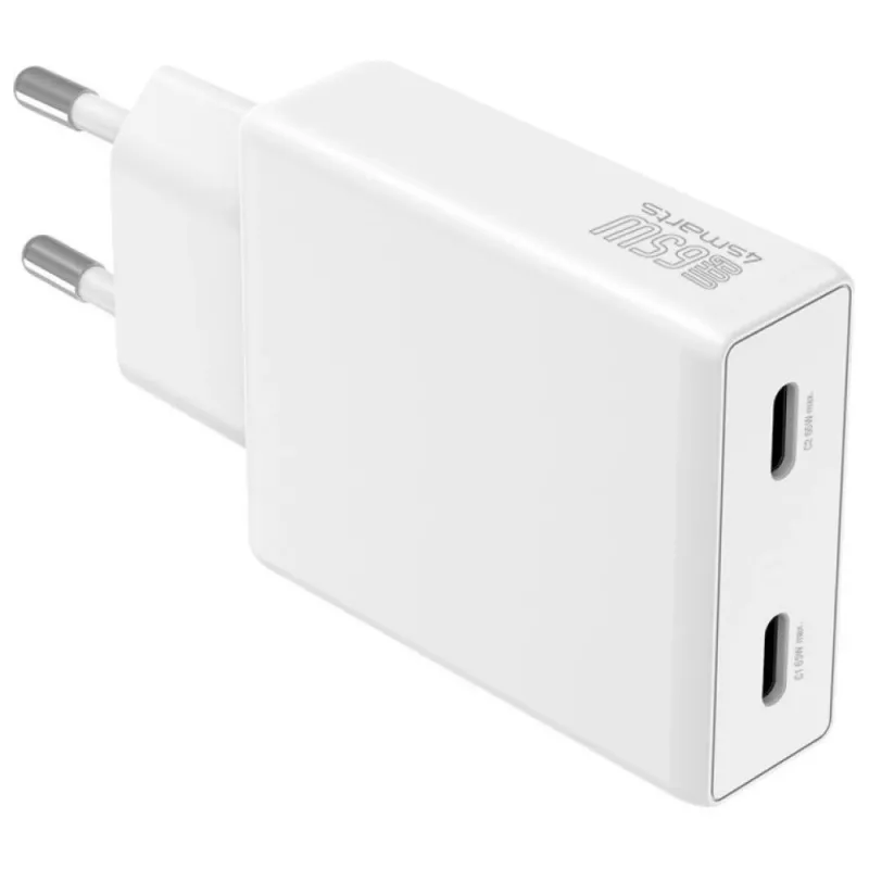 Caricabatterie PDPlug Dual 65W GaN 2xUSB-C bianco