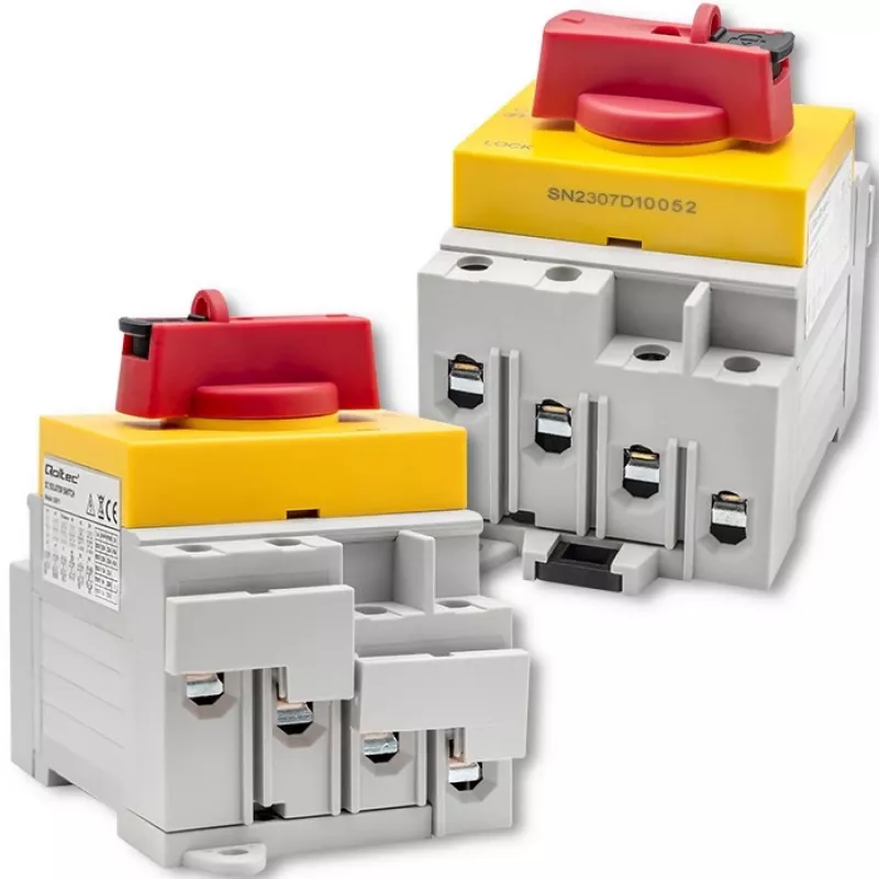 Qoltec 52611 Sezionatore DC con funzione di blocco | Interruttore principale | 1200 V | 32 A | 8 kV | 4P