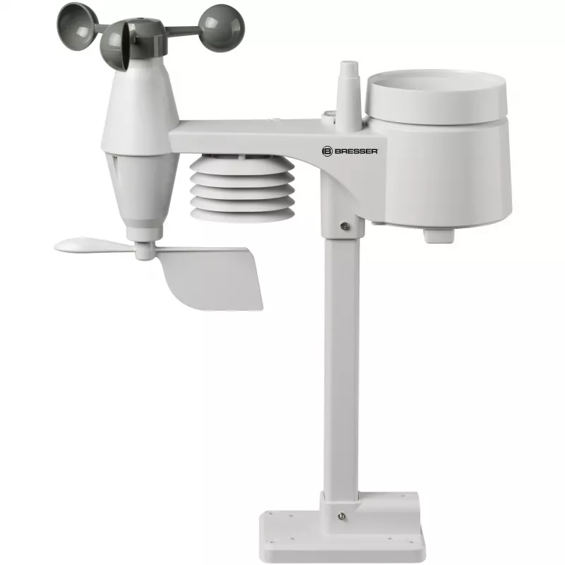 Bresser 7002580 Weather Center 5-in-1 stazione meteo digitale Wi-Fi con sensore professionale, display da 5,7″, alimentazione di rete, nera