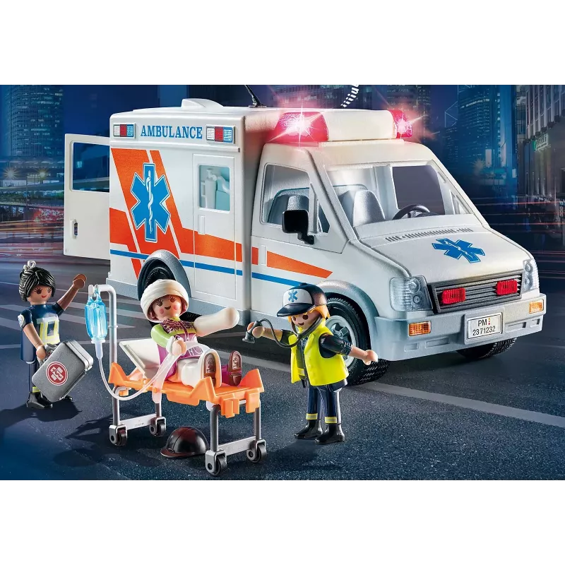 Ambulanza giocattolo PLAYMOBIL 71232 — multicolore, per 4–10 anni, batteria AAA