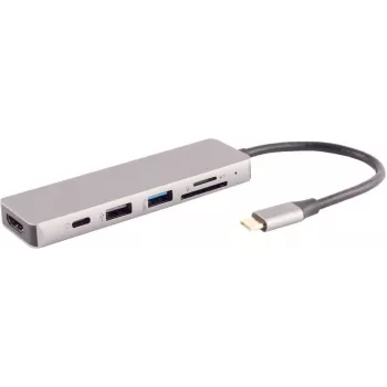 Dock per laptop S/CONN 14-05027 con filo USB 3.2 Gen 1 Type-C grigio