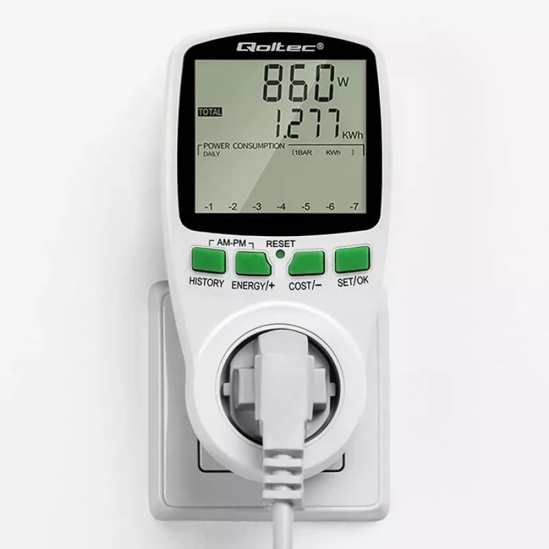 Misuratore di potenza QOLTEC PM0627 3680W con storico — QOLTEC PM0627 3680W