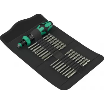 Set di utensili manuali Wera Kraftform Kompakt 60 RA-R 1, set di cacciaviti e punte da 17 pezzi, impugnatura a cricchetto compatta