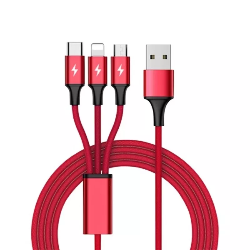 Cavo UNITEK C4049RD USB 1,2 m USB A USB C/Micro-USB B/Lightning rosso