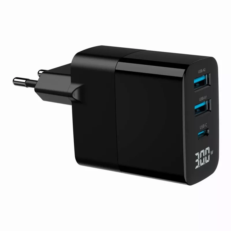 Gembird TA-UC-PDQC30LCD-BK-02 caricabatterie per dispositivi mobili universale nero AC ricarica rapida per interni