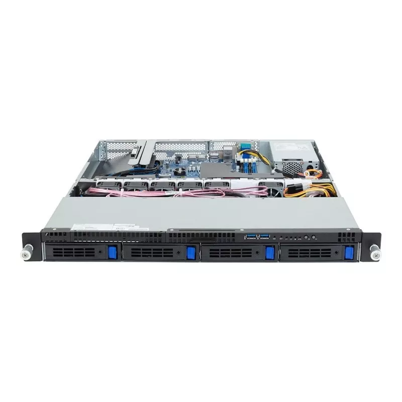 Server rack GIGABYTE R123-X00-AA01 1U — piattaforma single socket Intel Xeon Scalable, LGA 1700, DDR5, 4 DIMM, vani da 2,5 pollici x4, alimentatore 400 W (80 PLUS Gold)