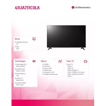TV LED 43 pollici 43UA731C0LA.AEEQ