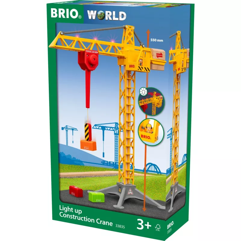 World grande gru da cantiere con luce, binario