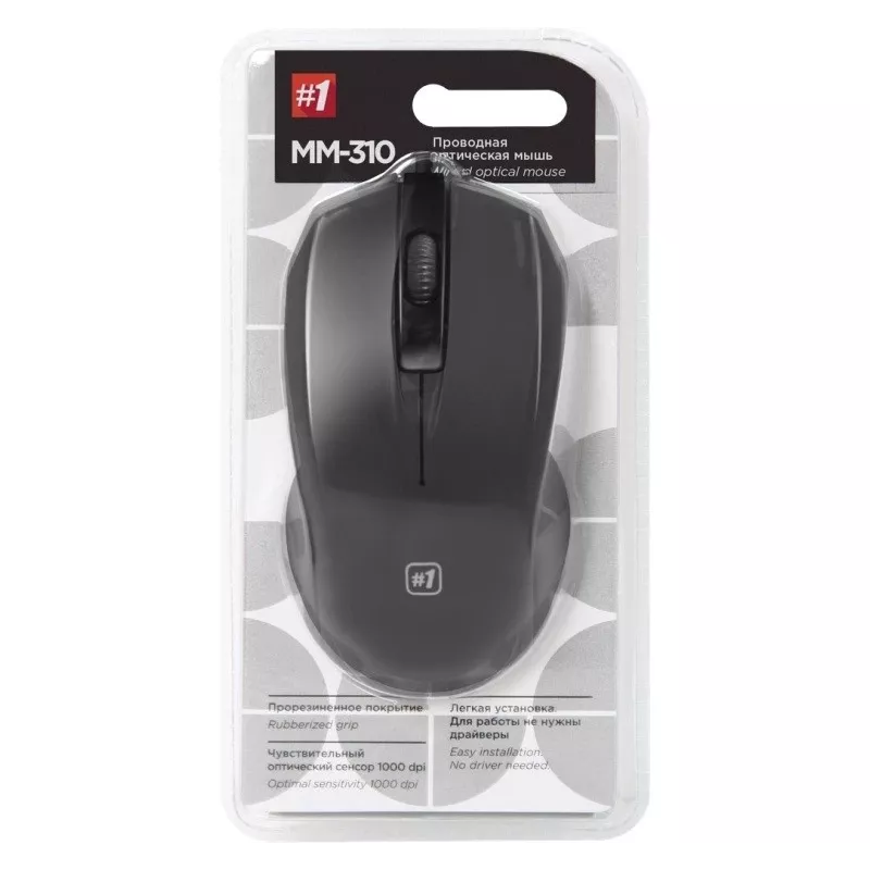 Mouse ottico con filo DEFENDER MM-310 USB Type-A, 1000 DPI, ambidestro, 2 tasti, nero, cavo 1,35 m