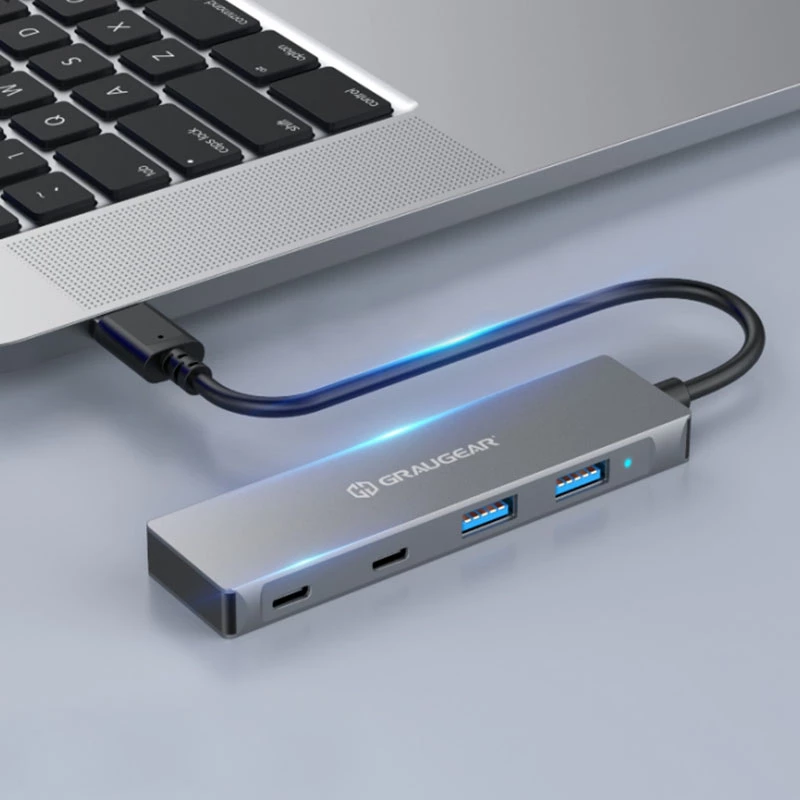 GRAUGEAR G-HUB2A2C-AC hub interfaccia USB 3.2 Gen 1 (3.1 Gen 1) Type-A + Type-C 5000 Mbit/s argento