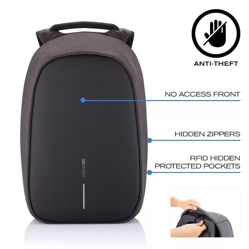 Zaino XDDESIGN P705.291 antracite — 18 L, scomparti per notebook e tablet, zip principale con lucchetto