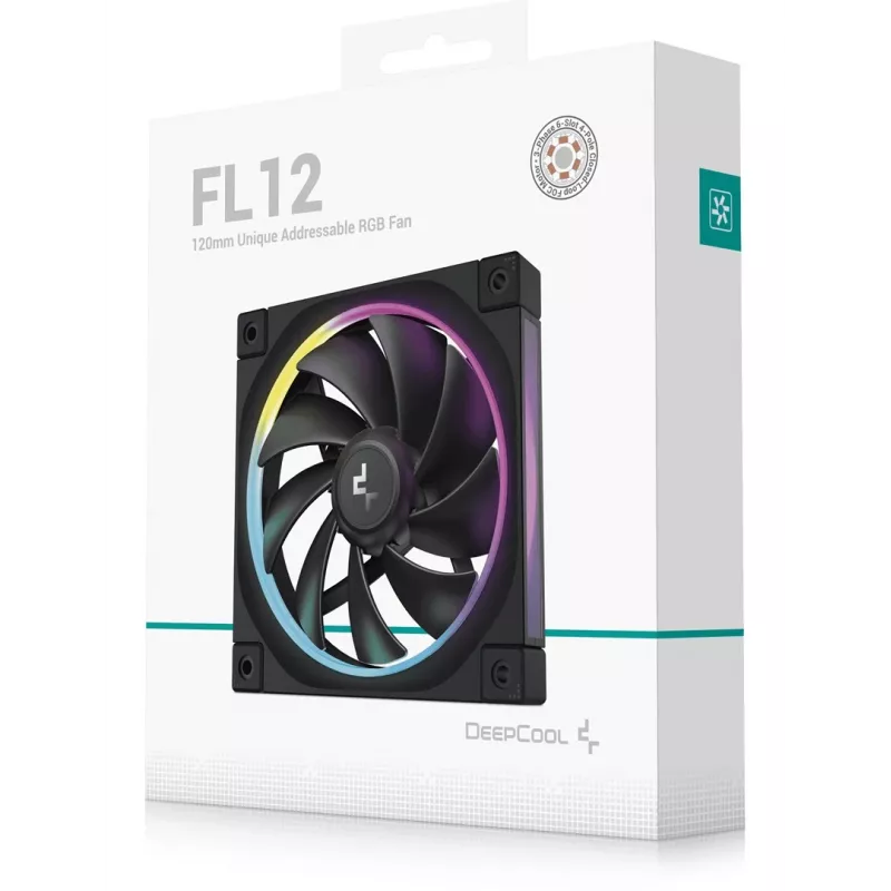 DeepCool FL12 ventola per case, 120 mm, 500–2150 giri/min, 32 dB, FDB, 12 V, nero
