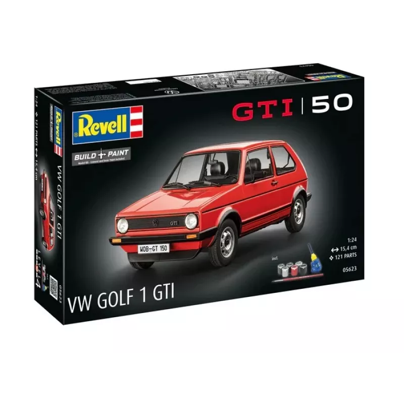 Modellino in plastica auto REVELL VW Golf1 GTI 50 anni scala 1:24
