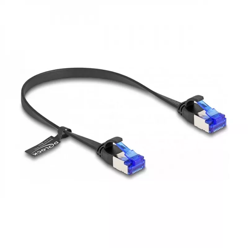 Cavo di rete DeLOCK RJ45 patch piatto connettore maschio su connettore maschio Cat.6A 0,25 m nero