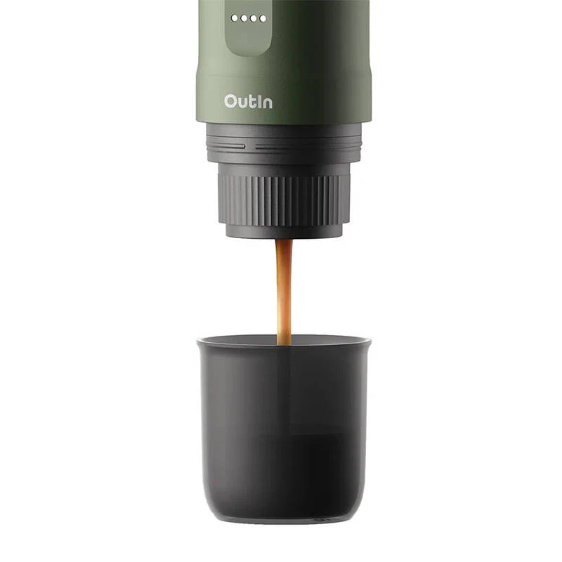 Macchina per caffè OUTIN Outin Nano nero, verde — caffè macinato, 20 bar, batteria 7500 mAh, 0,67 kg
