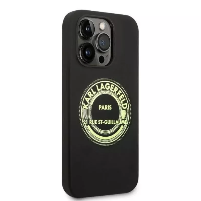 Karl Lagerfeld Soft Cover Silicone RSG Black per Apple iPhone 14 Pro KLHCP14LSRSGRCK