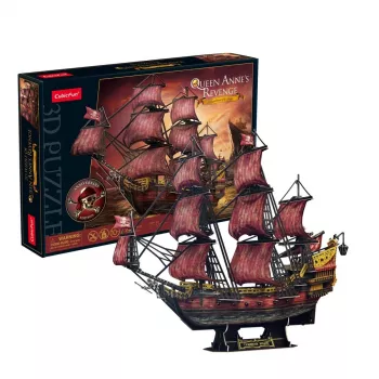 Puzzle 3D cubicfun Queen Anne's Revenge Anniversary Version – modello 306-T4040H, nave da collezione da assemblare
