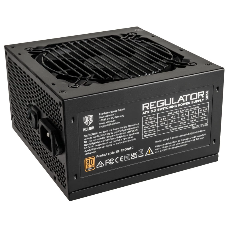 Alimentatore Kolink Regulator 80 PLUS Gold, ATX 3.0, PCIe 5.0, modulare - 1000 Watt