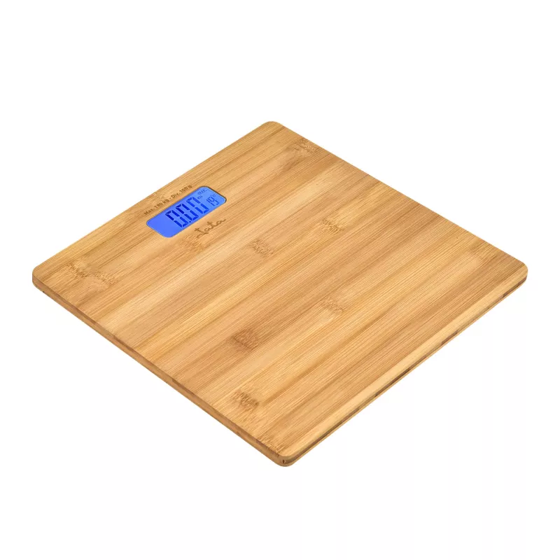 Jata HBAS1489 bilancia pesapersone elettronica, 180 kg, graduazione 100 g, piattaforma in bambù pressato, display LCD