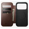 Custodia per smartphone Nomad Modern Leather Folio per iPhone 17 Pro, pelle/alluminio, 16 cm (6,3 pollici) marrone, 4 scomparti per carte