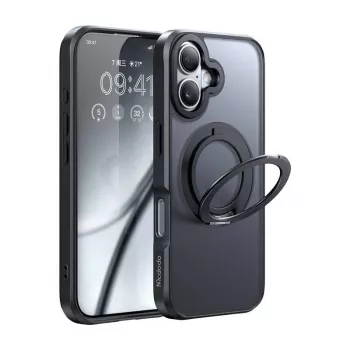 Custodia protettiva McDodo PC-4930 MagSafe per iPhone 16 con supporto integrato, nero