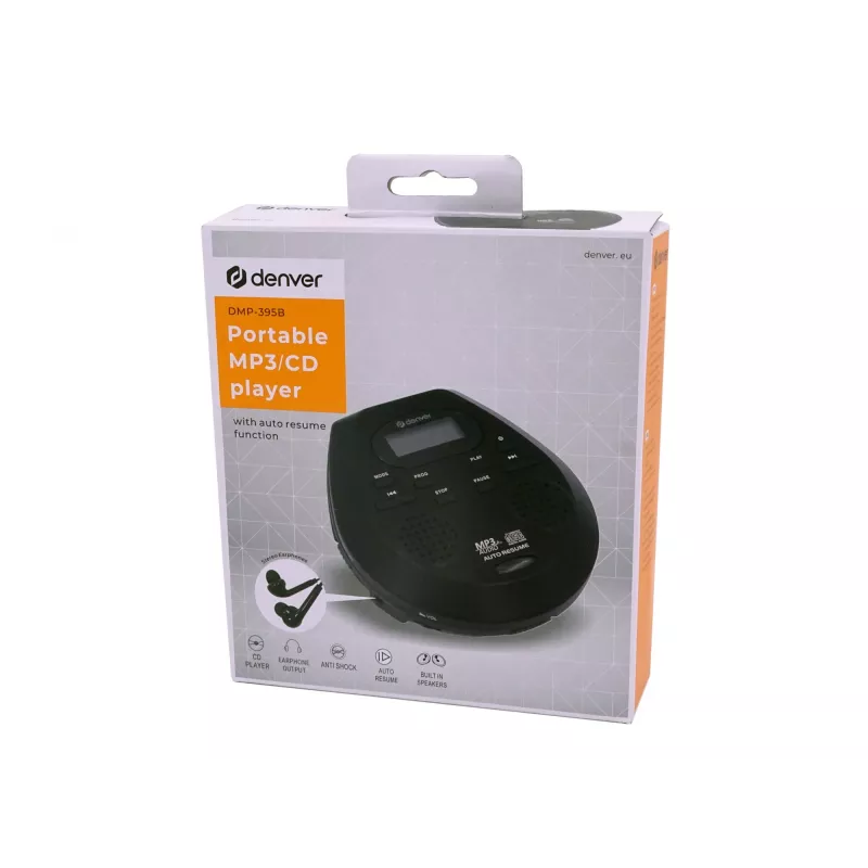 Lettore CD portatile Denver DMP-395B nero riproduzione MP3 display LCD