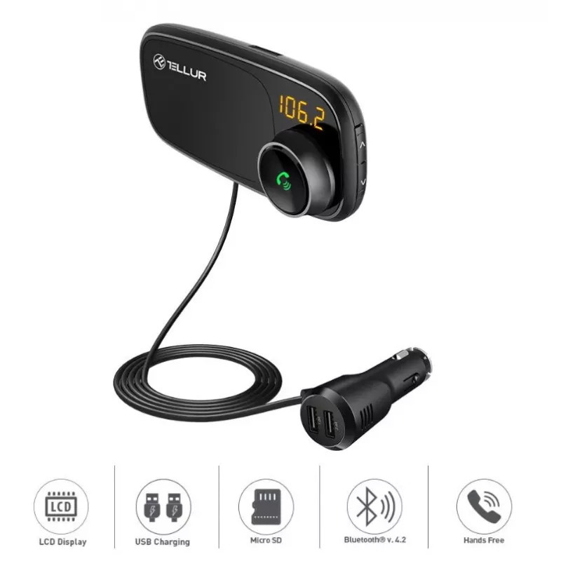 Supporto magnetico per cellulare Tellur FMT-B6 nero — angolo regolabile, compatibile con smartphone