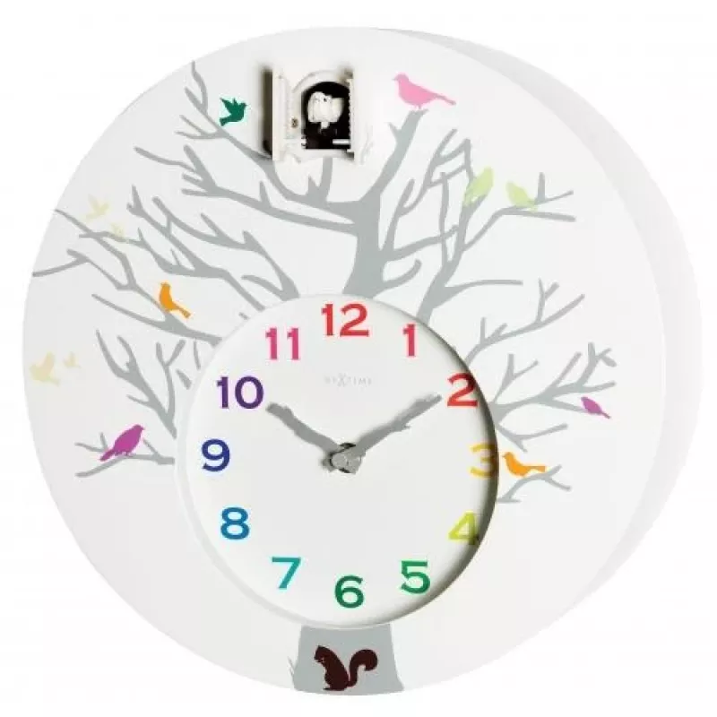 NeXtime orologio a cucù 2998wi Cuckoo Round, 30x10 cm, da parete, bianco