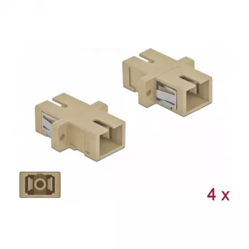 Connettore in fibra ottica SC femmina-femmina DELOCK 85993, beige, confezione da 4