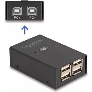 Switch USB 2.0 DELOCK 2 PC su 4 dispositivi nero 0,48 Gbit/s